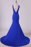 2024 Sexy Open Back Prom Dresses Mermaid V Neck Court PTK8TNFF