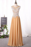 2024 Prom Dresses A Line Scoop With Applique Chiffon PF3YD6E3