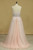 2024 Prom Dresses Sweetheart Tulle With Beading And Rhinestones PC8PMGH7