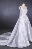 Long Sleeve Sweetheart White Bridal Dresses with Applique, Wedding Dresses STK15250