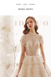 2024 Ball Gown Wedding Dresses High Neck Top Quality Tulle Lace PCG4221E