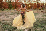 Chic Two Pieces Yellow Long Country Wedding Dresses With Lace, Cheap Prom Dresses STK15508