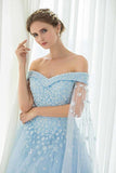 2024 Off The Shoulder Prom Dresses Tulle With Handmade Flowers PYJ1JY17