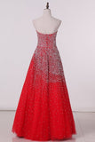 2024 A Line Strapless Beaded Bodice Prom Dresses PR5QMZLH