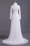 2024 Musilim Wedding Dresses Empire Waist Sweetheart Chiffon With PEA34SDL