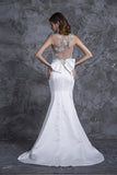 2024 Prom Dresses Mermaid White Satin With P1M566SD