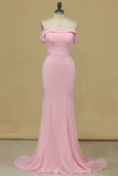 2024 Boat Neck Spandex Mermaid/Trumpet Zipper Up Evening Dresses Floor PDDRCCT4