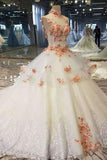 2024 New Arrival High Neck Wedding Dresses With Appliques And Pearls P1NA9YYC