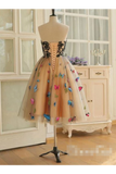 SweetHeart Neckline A Line Homecoming Dresses Colorful Butterflies Appliques Short Prom Dresses