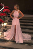 2024 Sheath Chiffon V Neck Prom Dresses With Beads And PEB9X2EA