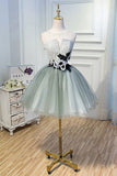 A Line Tulle Flowers Short Homecoming Dresses PKPTT1XK