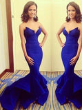 Strapless Mermaid Royal Blue Satin Prom Dresses/Evening Dresses/Formal