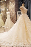 2024 Hot Selling Wedding Dresses Tulle Lace Up With Beads And Handmade Flowers PHS5R95B