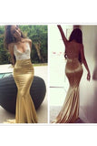 2024 Prom Dresses Mermaid Spaghetti Straps Elastic Satin With Applique P9Q5MLEK