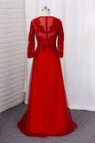 2024 Prom Dresses A Line Scoop 3/4 Length Sleeves PTG8KRP4