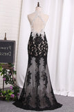 2024 Prom Dresses Mermaid Spaghetti Straps Tulle With Applique PA9B1Q8S