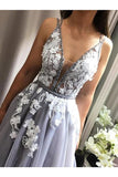 A Line V Neck Backless Tea Length Homecoming Dreses PMJ654BR