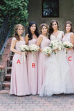 Simple Pink Mismatched A-Line Bridesmaid Dresses, Elegant Chiffon Bridesmaid Dress STK15397