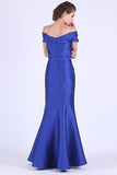 2024 Off The Shoulder Satin With Beads Prom Dresses Mermaid PS856DDC