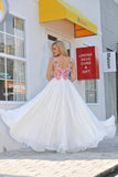 2024 Prom Dresses Scoop Chiffon With Applique And Ruffles A Line