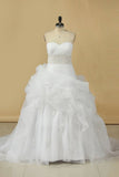 2024 A Line Wedding Dress Sweetheart Ruffles Court Train Beaded Belt PSZTBCPS