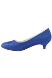 Charming Lace Royal Blue Custom Made Wedding Shoes