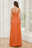 Sheath Soft Satin Bridesmaid Dress with Side Slit