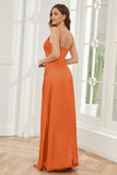 Sheath Soft Satin Bridesmaid Dress with Side Slit