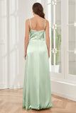 Sheath Soft Satin Bridesmaid Dress with Side Slit