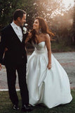 Gorgeous Ball Gown Sweetheart Ivory Strapless Satin Bridal Dress Wedding Dresses