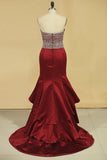 2024 Prom Dresses Mermaid Sweetheart Beaded Bodice Satin P6678R8F