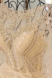 2024 Long Sleeves Scoop Neck Wedding Dresses A Line With Beading Court Train Tulle P9YGK9N3