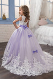 2024 Flower Girl Dresses Scoop Ball Gown Tulle With Applique And P2B63536