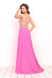 2024 V Neck Prom Dresses Chiffon With Beading PXA57CF2