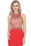 2024 Prom Dresses High Neck Beadd Bodice PAHENA3G