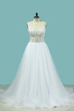 2024 A Line Spaghetti Straps Wedding Dresses Beaded Bodice Tulle PM1ABSQG