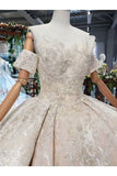 Ball Gown Wedding Dresses 2 Meter Train Off The Shoulder Top Quality Appliques PS466ZYL