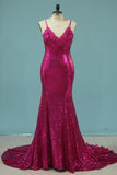 2024 Mermaid Spaghetti Straps Prom Dresses With P5RJJKQY