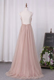 2024 Prom Dresses Spaghetti Straps Tulle With Applique PYBCFAK3