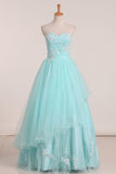 2024 Prom Dresses Sweetheart Tulle With Applique And PA2MQ3T7