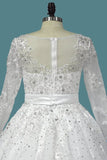 2024 A Line Long Sleeves Tulle Wedding Dresses With Applique P9ANHTL1