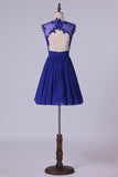 2024 Homecoming Dresses Scoop Chiffon Dark Royal Blue P3ENYH5D