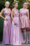 Charming Lilac A-Line V-Neck Floor-Length Convertible Bridesmaid Dresses, Prom Dresses STK15102