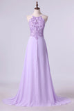 2024 Spaghetti Straps Beaded Bodice A-Line Chiffon Prom PZPMLJKS