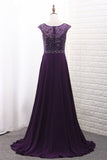 2024 Chiffon Mother Of The Bride Dresses Scoop A Line With Beads Bodice P3GXRD3C