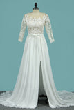 2024 Scoop Chiffon Wedding Dresses 3/4 Length PZ1KSCHC