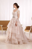 2024 New Arrival V Neck Long Sleeves Tulle With Applique Wedding Dresses PBGA4H7Q