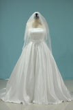 2024 Satin Strapless Beaded Waistline Wedding Dresses A PH1QK9E7