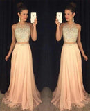 Blush 2 pieces Chiffon Sexy dresses for prom fashion prom dress unique prom dresses