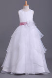 2024 White Flower Girl Dresses Ball Gown Scoop Floor PLBK1Z9L